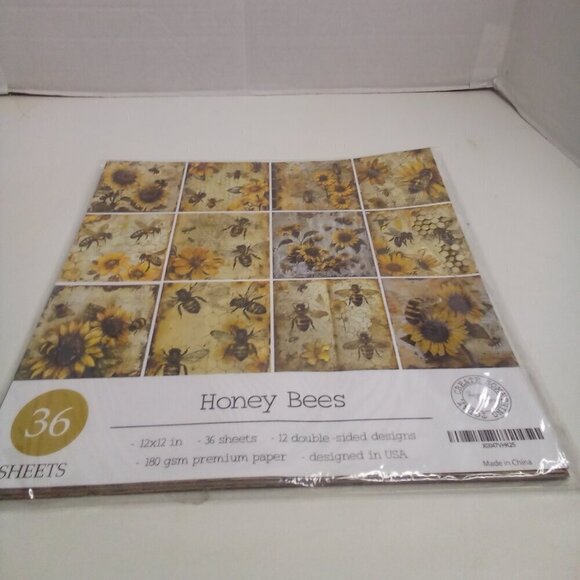 Other - Scrapbooking Paper 12 x 12 Honey Bees Sunflowers 36 Sheets Craft DIY Double Side